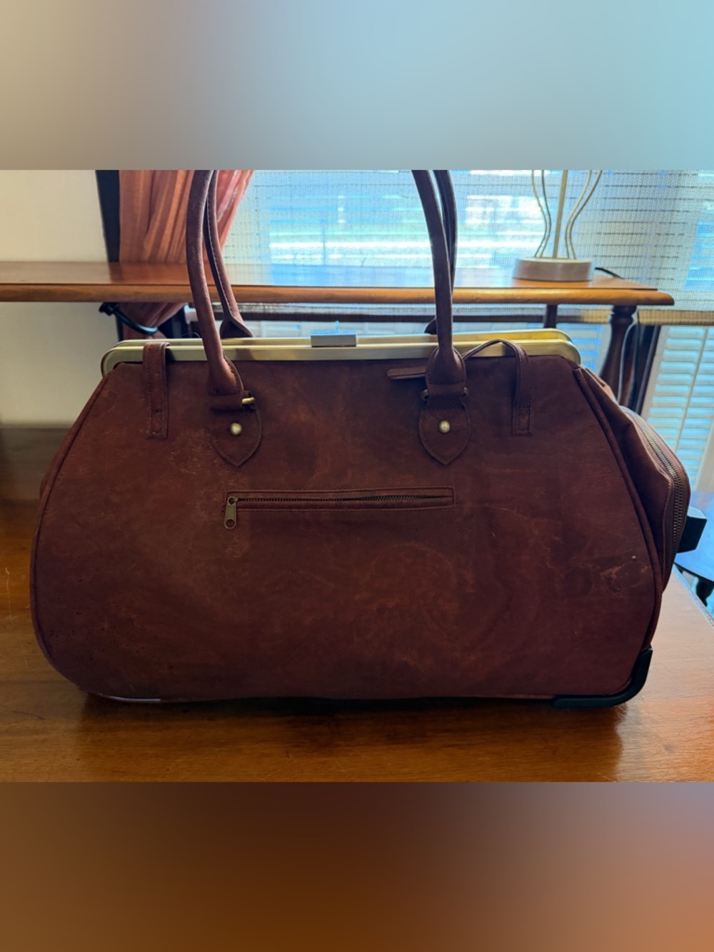 Wine Brown Leather Weekender Bag (French) - Picture 2 of 6